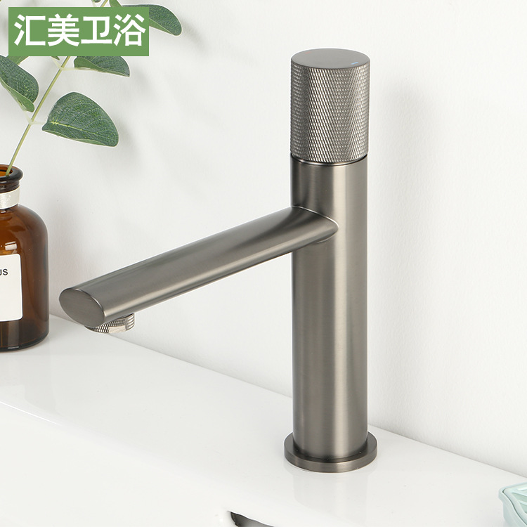 Cross-border e-commerce exclusive supply of gun gray bathroom washbasins, washbasins, copper hot and cold water faucets full figure