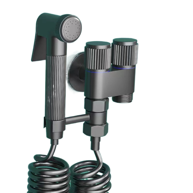All-copper gun grey toilet companion, one in and two out, dual control and dual water outlet, spray gun bathroom wholesale, Amazon factory, one piece wholesale Item Picture