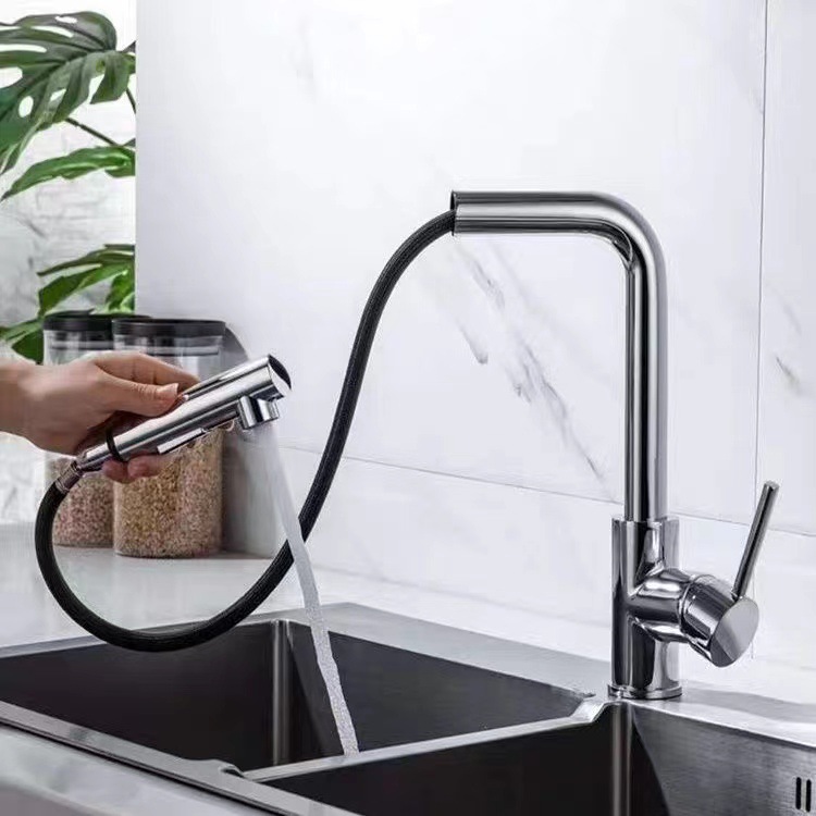 Cross-border stainless steel kitchen sink, cold and hot pull-out faucet, special sink for sink, rotating sink Application Scenario