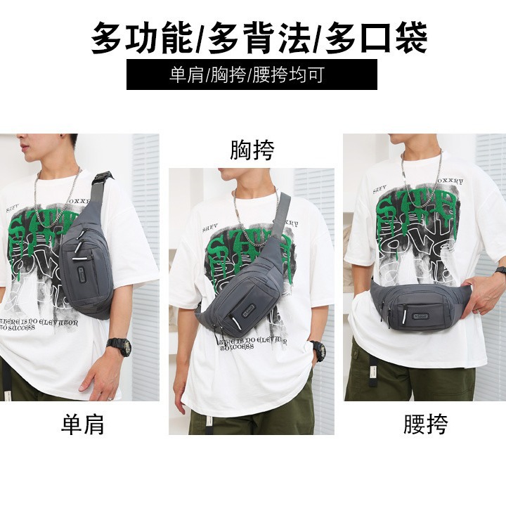 Men's sports waist bag, water-resistant bag for work, business wallet, large-capacity mobile phone bag, crossbody bag for women Specification drawing