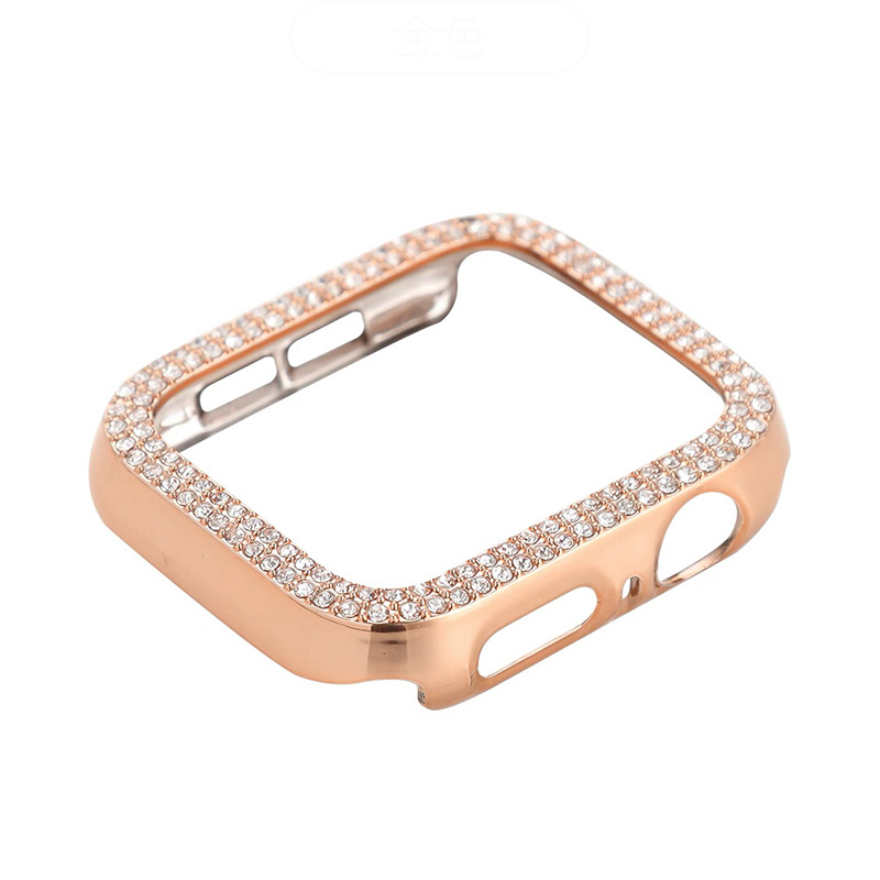 The electroplated double-row diamond-encrusted watch case is suitable for Apple iwatchs10 with diamond-encrusted bezels and iwatchs9 with semi-enclosed hollowed-out cases Item Picture