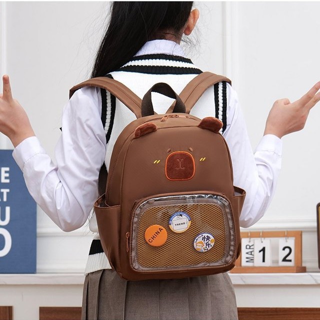 Cute cartoon capybara transparent backpack for children, 2025 new style, ladies' backpack, kindergarten girls' schoolbag, cross-border details Picture