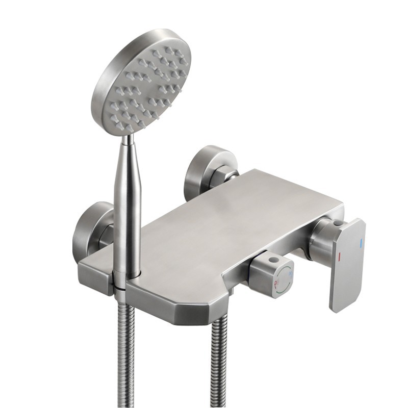 304 stainless steel Mingzhu Square Emperor flat Plate series three-in-one constant temperature mixing valve, cold and hot single handle shower valve Specification drawing
