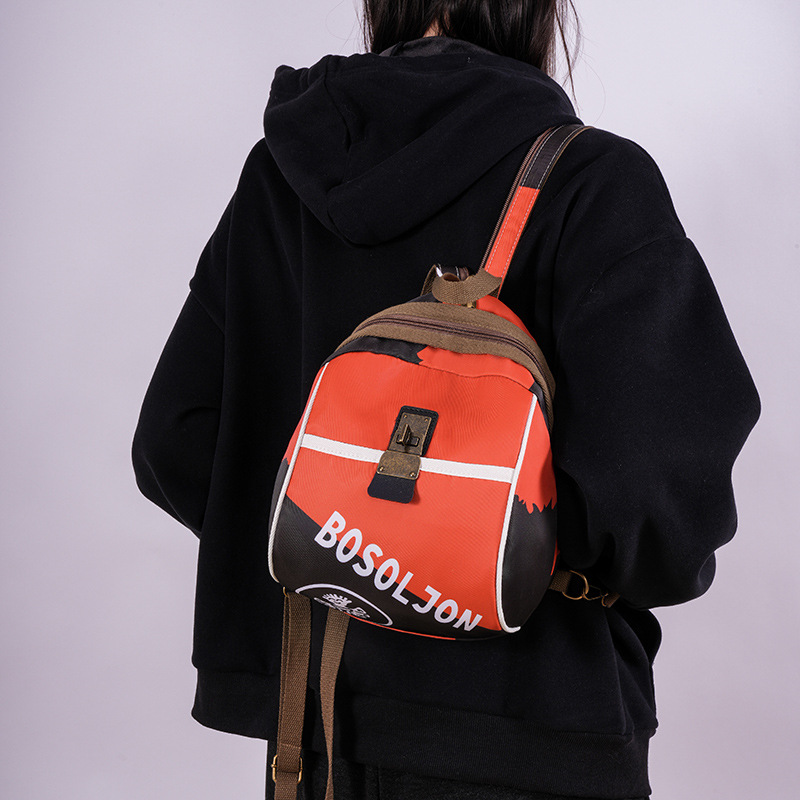 Letter Universal Canvas Backpack for Women, 2025 New style of Chinese trend fashion travel women's backpack, Oxford fabric print trend Specification drawing