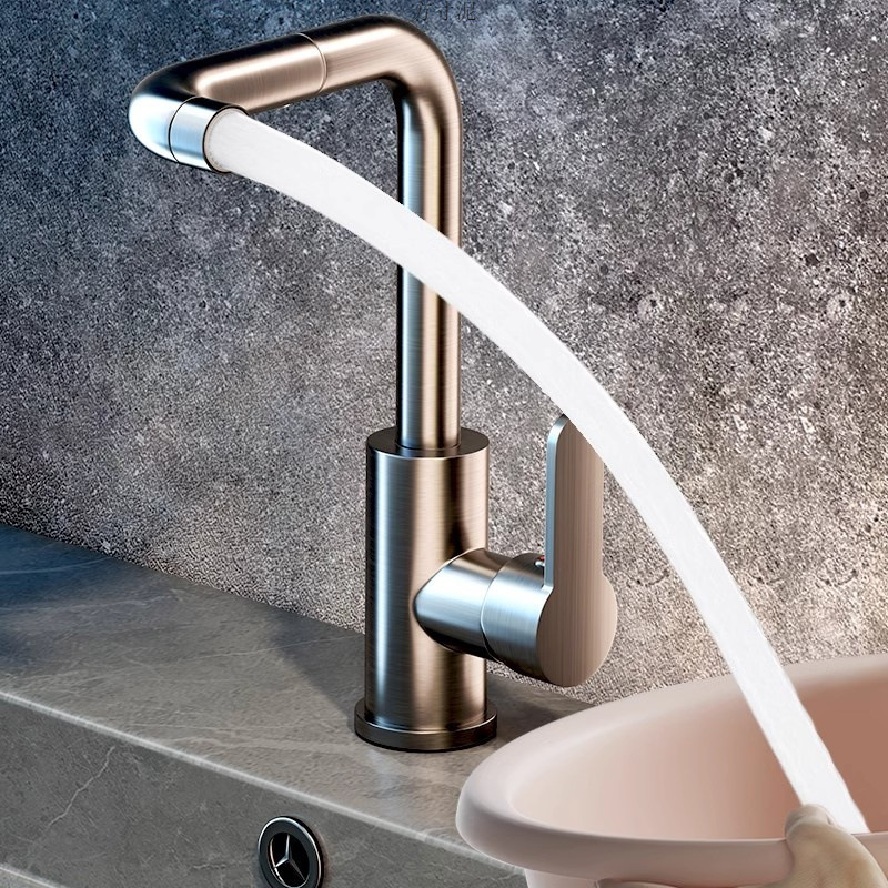 Washbasin faucet, hot and cold, household bathroom washbasin, multi-functional washing basin, all-copper countertop basin faucet factory details Picture