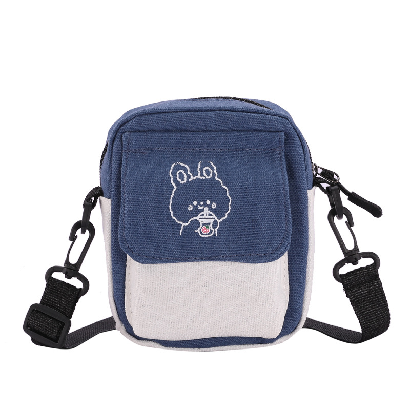 A cute student daily single-shoulder bag 2024 new small-capacity casual canvas bag with a fresh and contrasting color crossbody Item Picture
