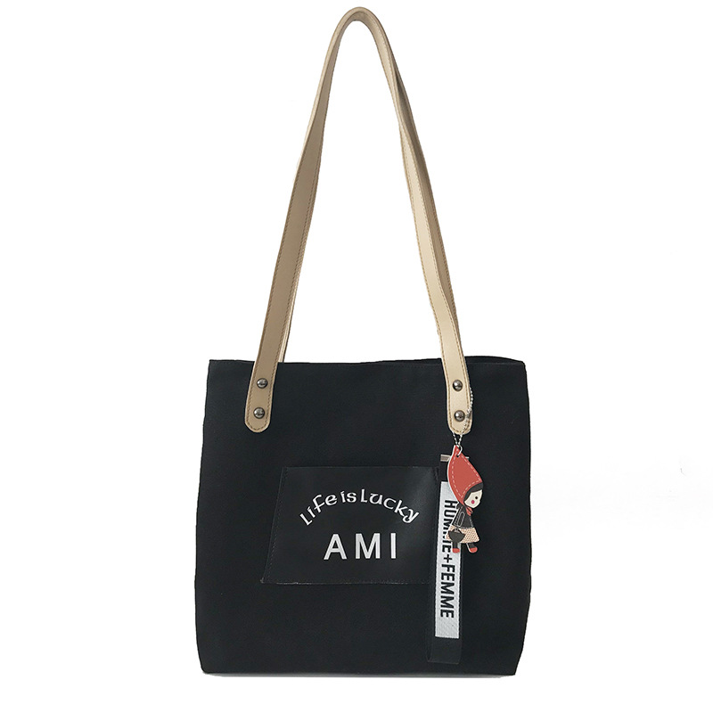 2021 Autumn New Korean-style large-capacity canvas bag, simple and casual hand-held bag, shoulder bag, shopping bag, tote bag for women Item Picture