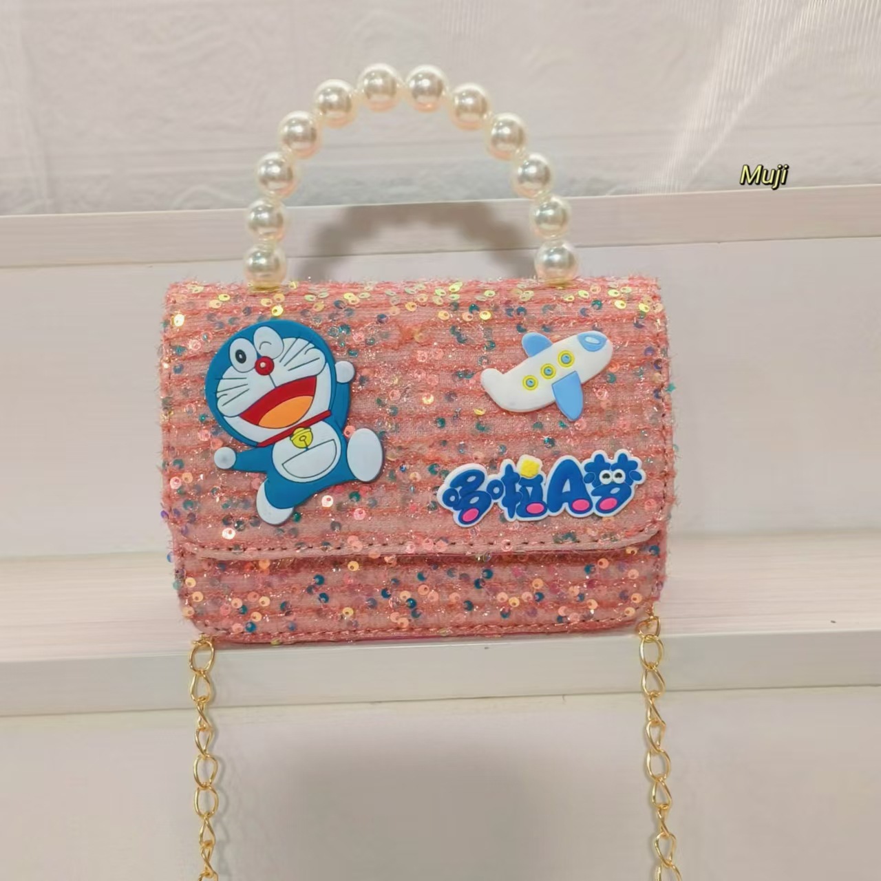 Pearl handbag, crossbody bag, loose change accessory bag, cat Merlot small square bag, chain children's bag, girls' lucky money bag Specification drawing