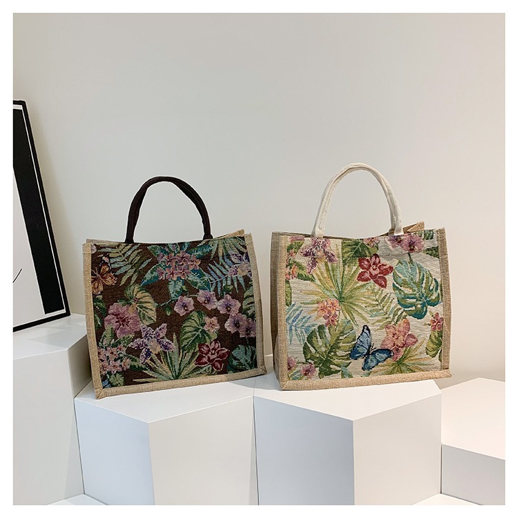 New fashionable and simple commuter tote bags for women, large-capacity hand-held cotton and linen single-shoulder bags wholesale Specification drawing