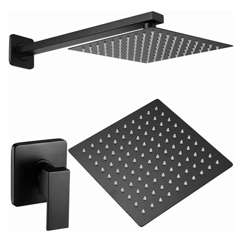 Black concealed shower head, wall-mounted single-function square cold and hot shower faucet, concealed shower head across borders Item Picture