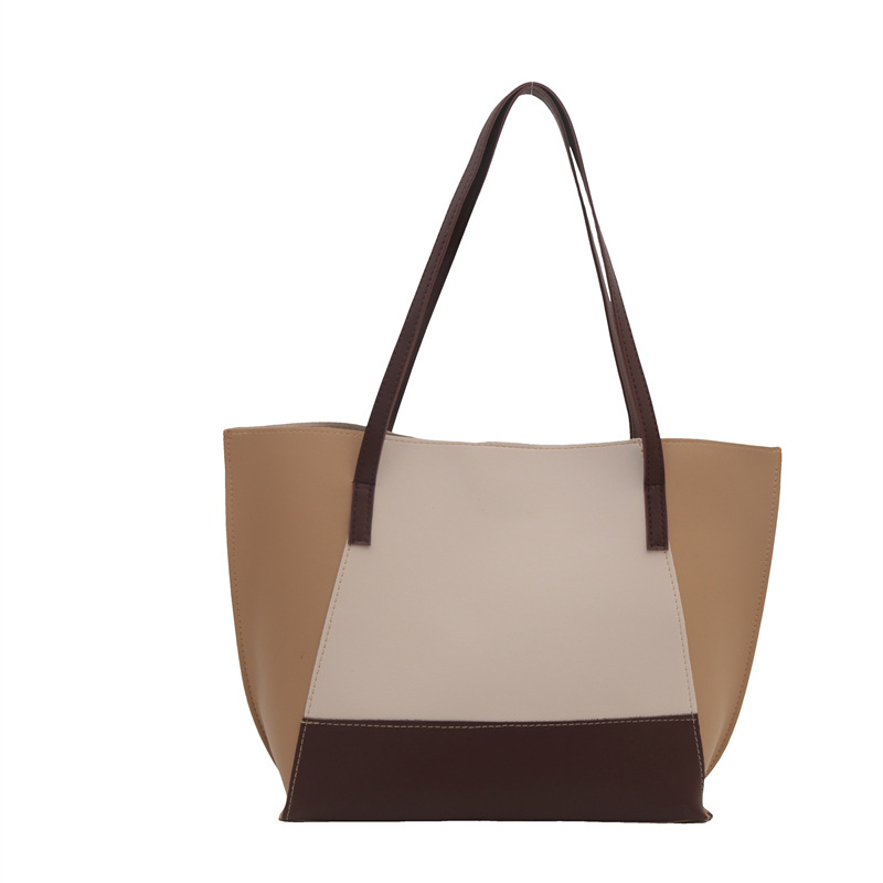 A new minimalist and stylish tote bag with a contrasting color scheme for commuting, a versatile and elegant shoulder bag for women Item Picture