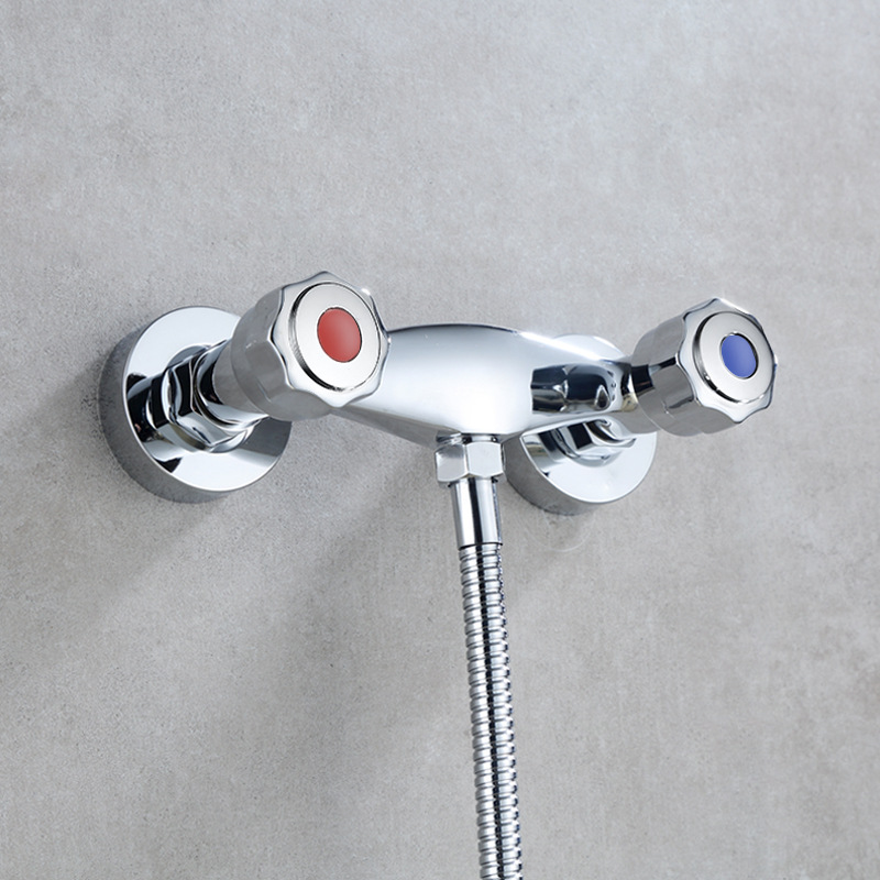 Double-switch shower head faucet, bathroom bathtub faucet, hot and cold fine product, double-handle double-control wall-mounted mixing valve details Picture