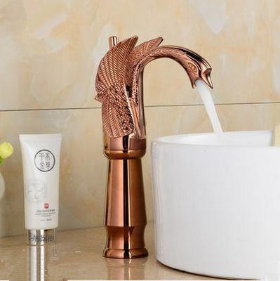 European-style antique faucet, swan hot and cold washbasin faucet, retro all-copper underfloor basin, golden faucet Application Scenario