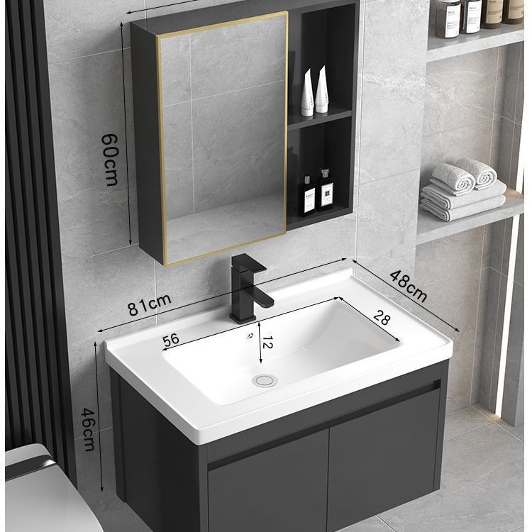 Bathroom cabinet, small-sized bathroom washbasin, washbasin combination, ceramic integrated washbasin, balcony, space, simple and new details Picture