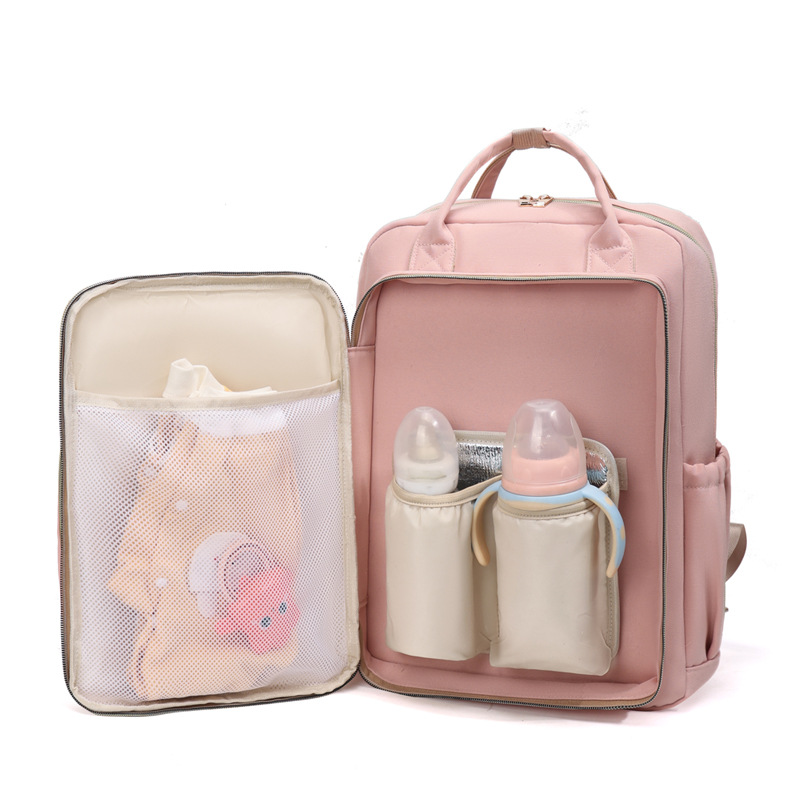 Cross-border large-capacity mommy bag, multi-functional storage maternity bag, water-repellent portable insulated double-shoulder mother and baby bag details Picture