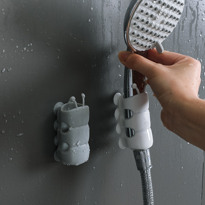 Douyin's same style caterpillar no-drilling showerhead bracket, shower head adjustment frame, bathroom silicone showerhead suction cup Specification drawing