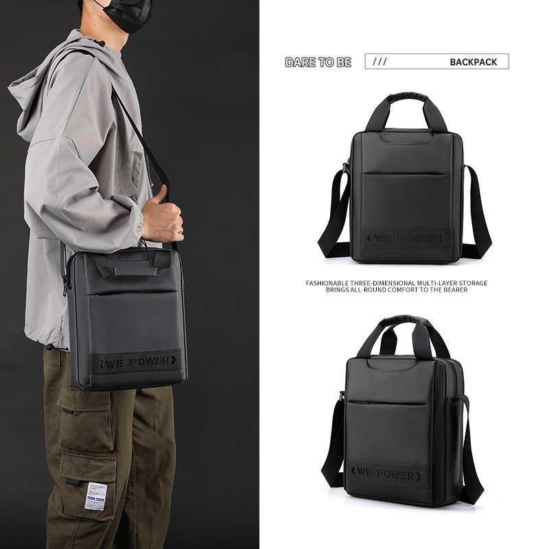 WEPOWER's new men's large-capacity single-shoulder bag, vertical crossbody bag, tablet document business hand-held shoulder bag full figure