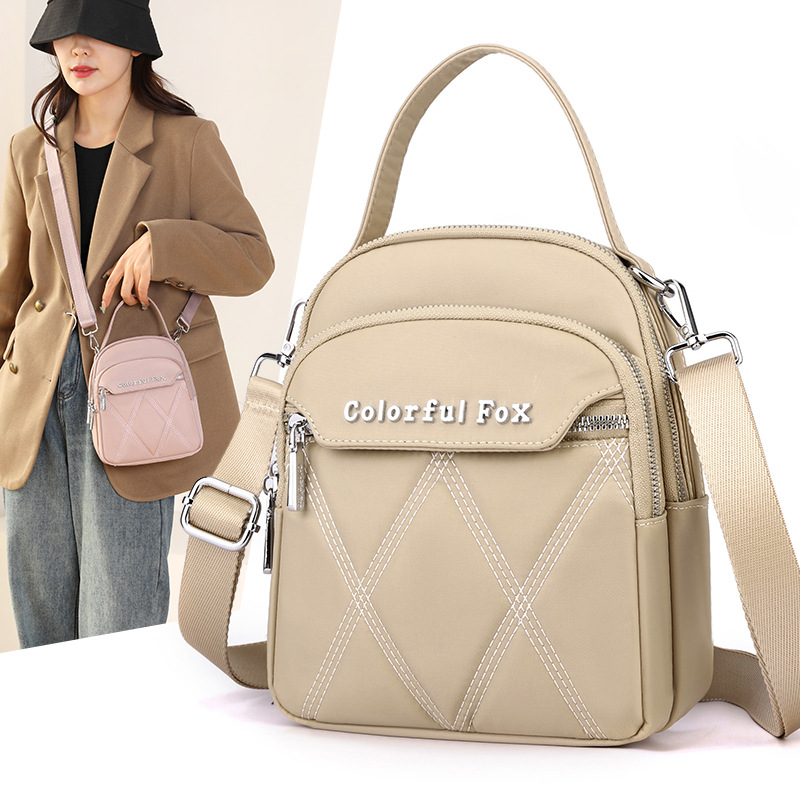Colorful Fox Korean version multi-layered single-shoulder bag, women's outdoor casual embroidered crossbody bag, key and loose change handbag full figure