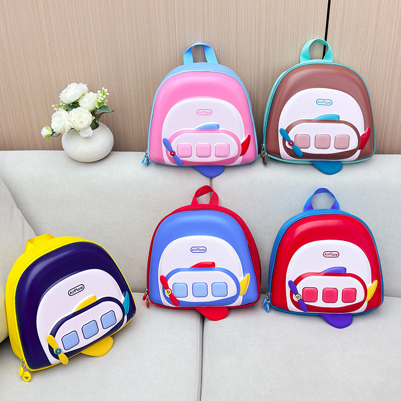 2025 Cute Little Airplane Breathable Kindergarten Children's Backpack Cartoon Airplane Schoolbag Baby Boys and Girls Backpacks full figure
