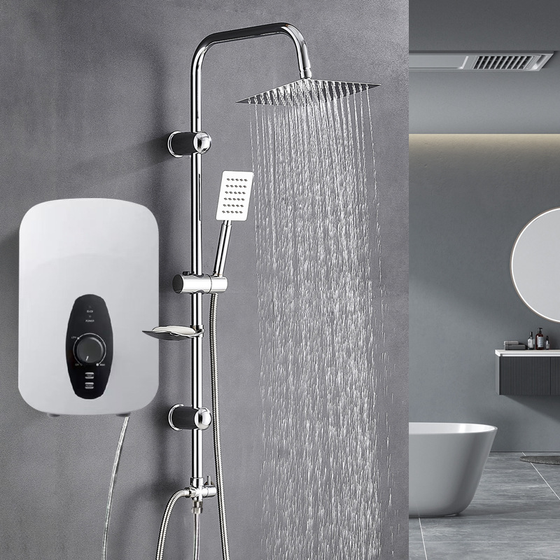 Cross-border simple integrated rod stainless steel shower head set with soap box, bathroom bathtub pressurized nozzle full figure