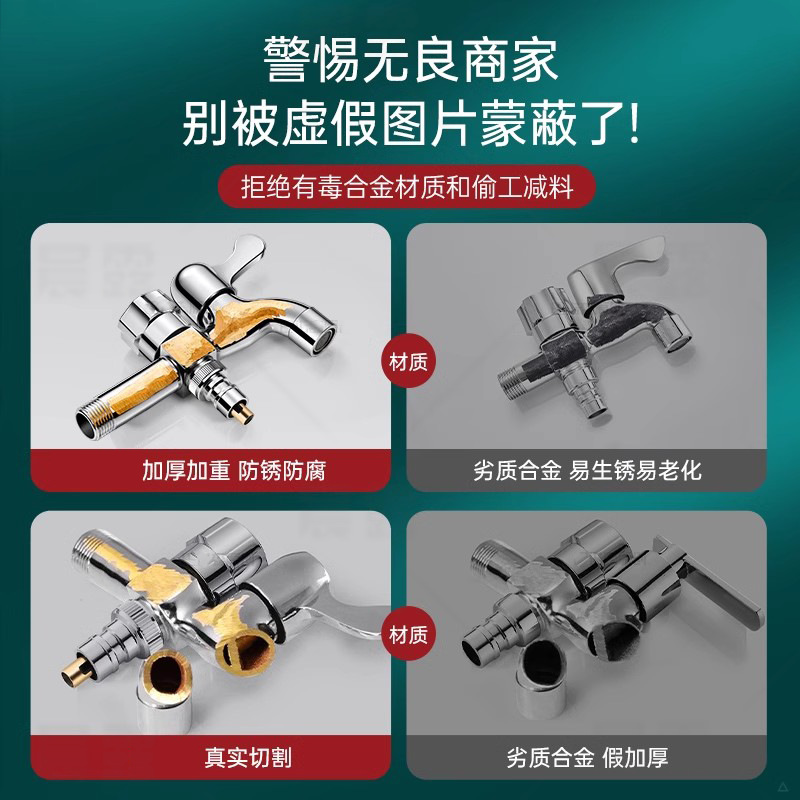E-commerce one-piece consignment multi-functional washing machine faucet, 4-inch one-in and two-out double-opening laundry mop sink faucet Application Scenario