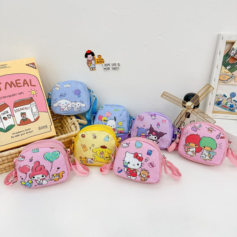 Cute children's printed crossbody bag, small bag for storing snacks for kindergarten students, large-capacity cartoon single-shoulder bag details Picture