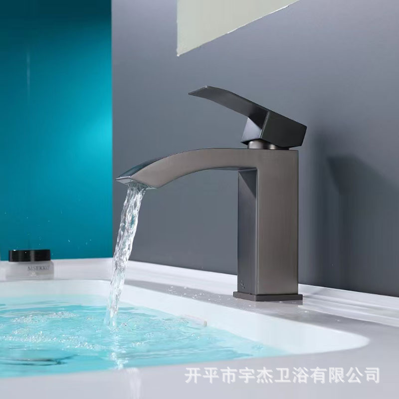 Cross-border square 304 stainless steel cold and hot washbasin faucet washbasin bathroom toilet waterfall faucet details Picture