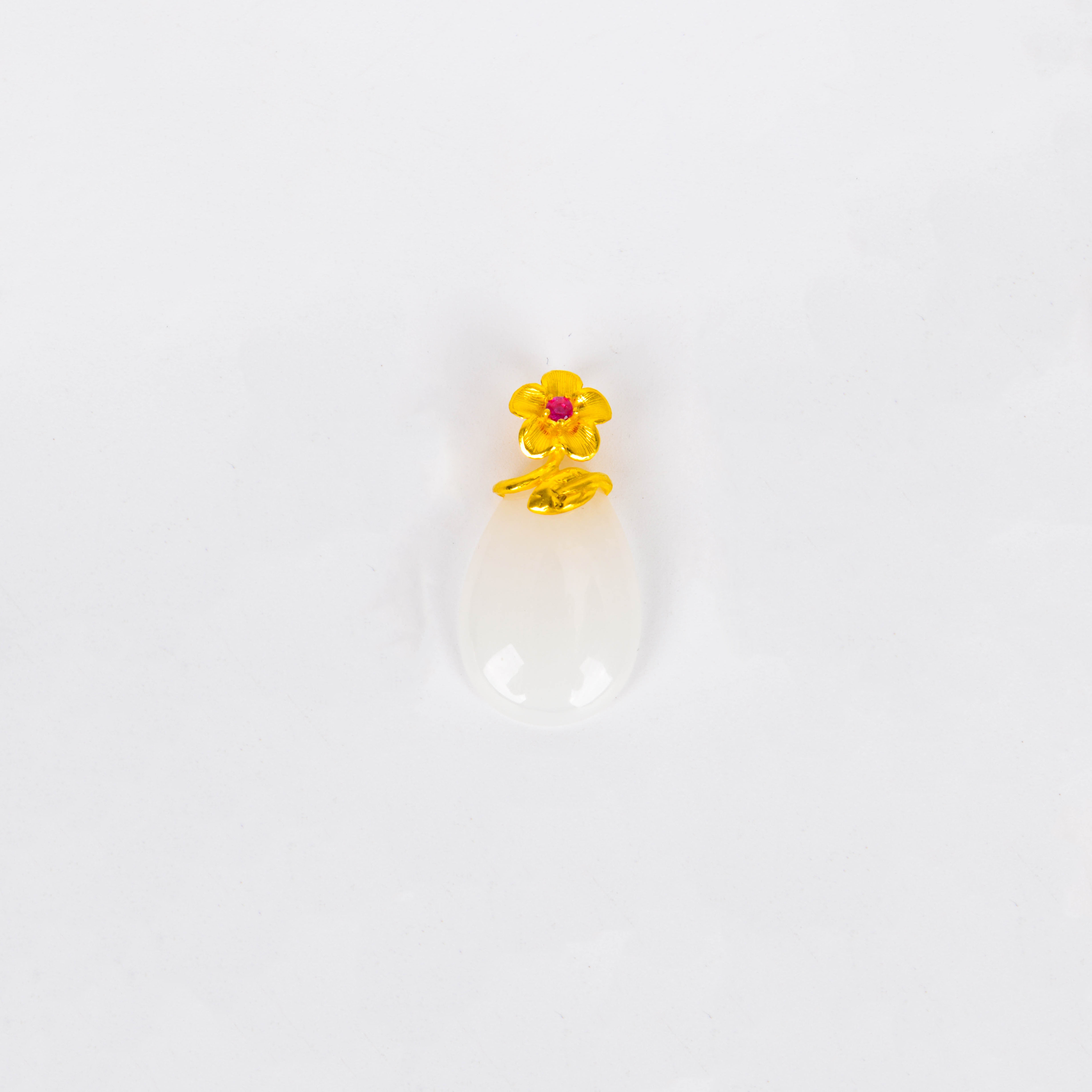 足金和田玉挂坠沙金项链女不掉色花朵吊坠仿真黄金色配饰吊坠饰品配件