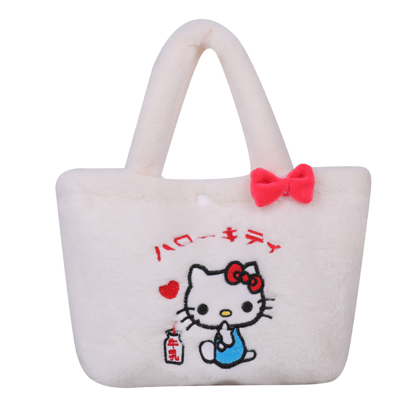 2022 New Japanese and Korean style cute plush embroidered cartoon fur bag Soft girl heart handbag for women Item Picture