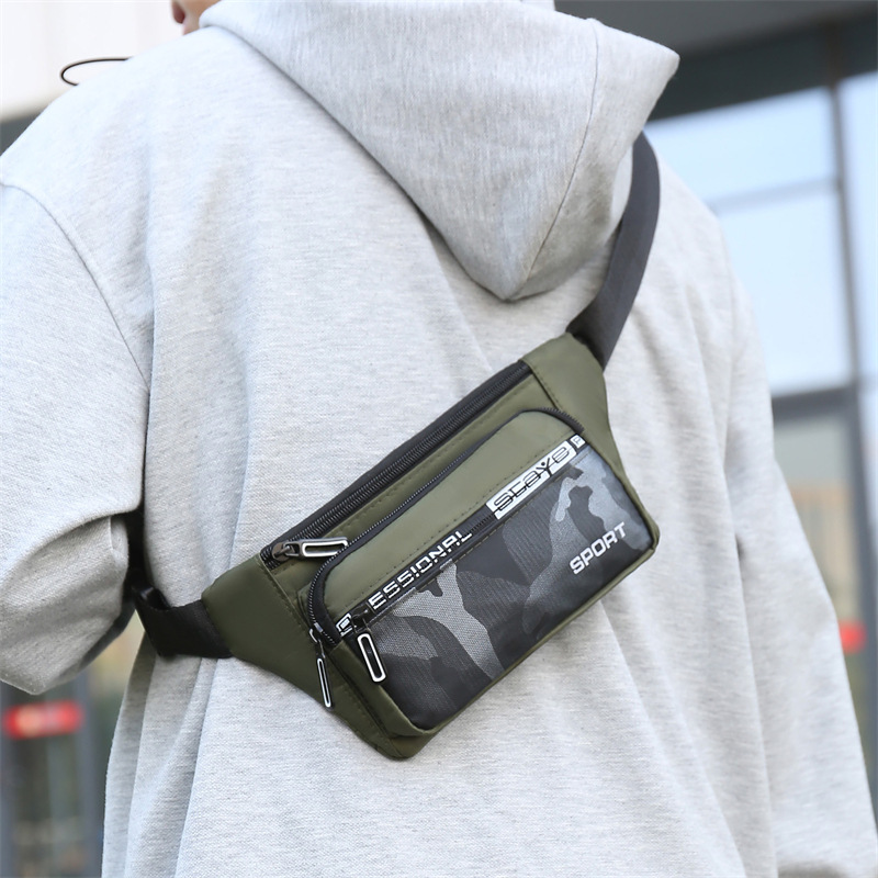 Crossbody bag, men's waist bag, ins trendy Japanese men's single-shoulder bag, 2024 new men's bag, Oxford fabric mobile phone chest bag details Picture