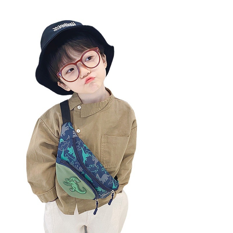 Children's bags, crossbody bags, boys' chest bags, dinosaur waist bags, kids' outdoor fashionable and personalized single-shoulder bags, coin purses, trendy Item Picture