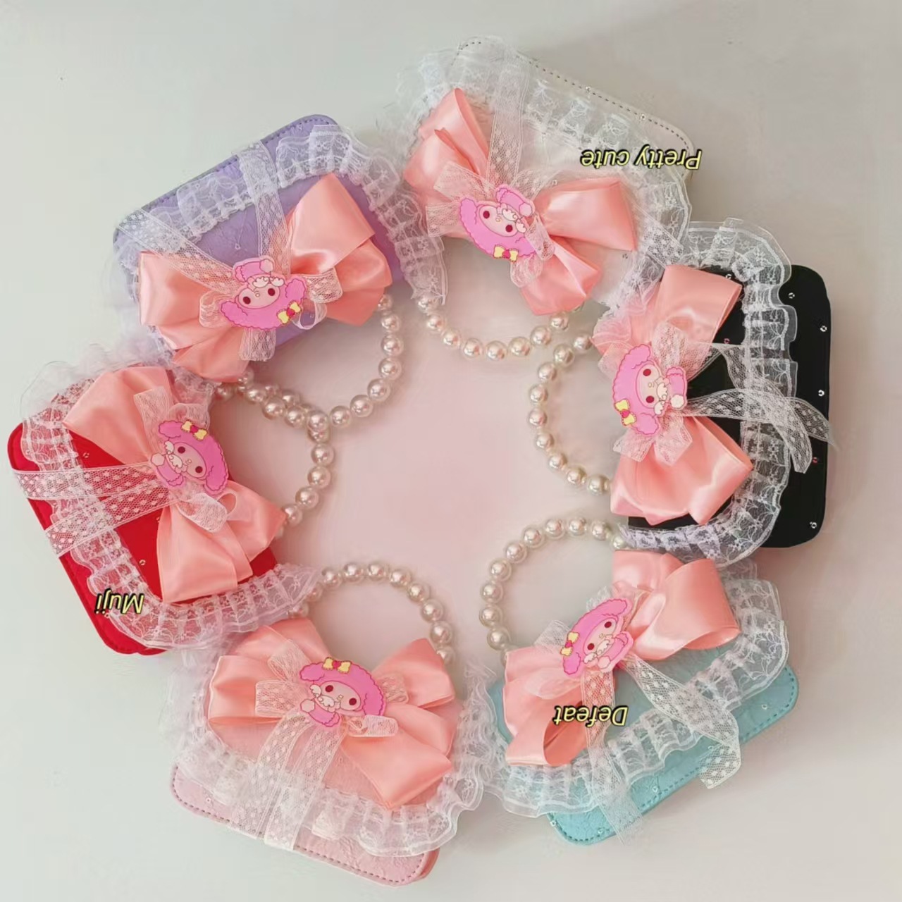 Bow children's bag, pearl handbag, single-shoulder crossbody bag, loose change accessory bag, Melody cartoon princess bag Specification drawing