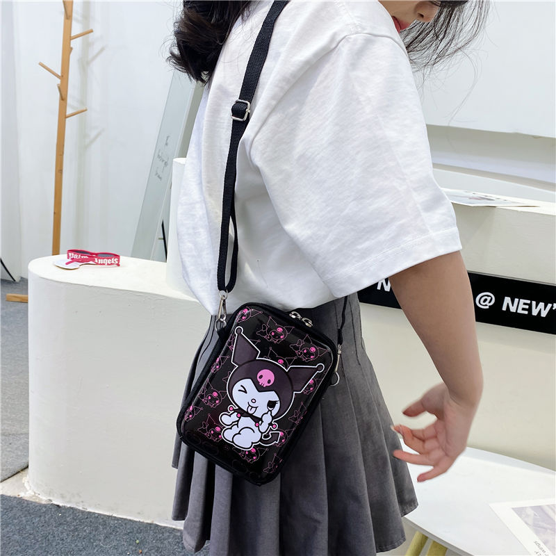 Korean style popular cartoon cute children's coin purse 2024 Stylish mobile phone bag teenage girl crossbody small square bag details Picture