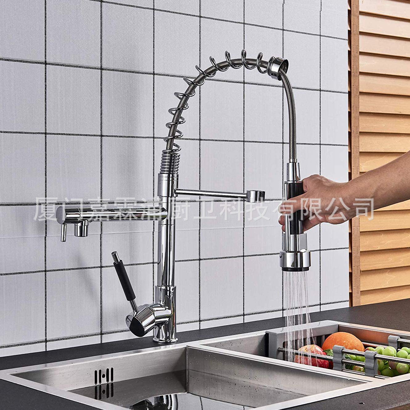 Cross-border bestseller American kitchen pull-out faucet, splash-proof spray washing vegetable sink, pull-out faucet for household use details Picture