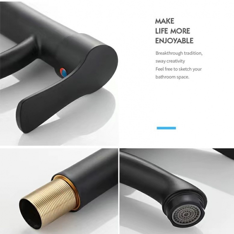 Washbasin faucet, all-copper hot and cold switch, washbasin, ceramic basin, countertop basin, hot and cold pull, bathroom faucet Item Picture
