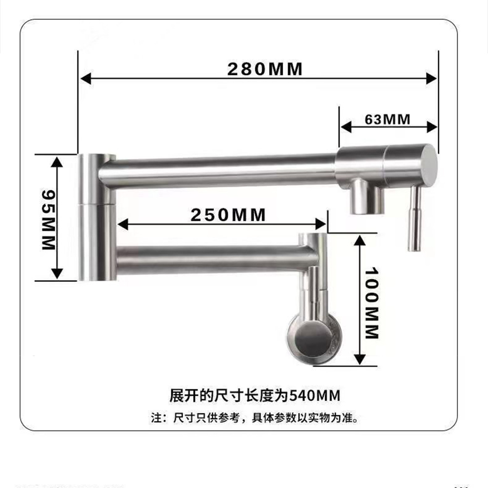 Cross-border folding wall-mounted washbasin faucet, kitchen extended telescopic rotating universal stainless steel single-cooling faucet details Picture