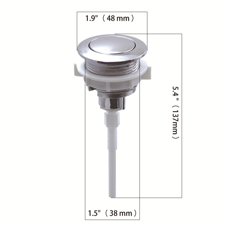 Factory wholesale of 38mm single-press switch straight rod top button toilet tank accessories details Picture