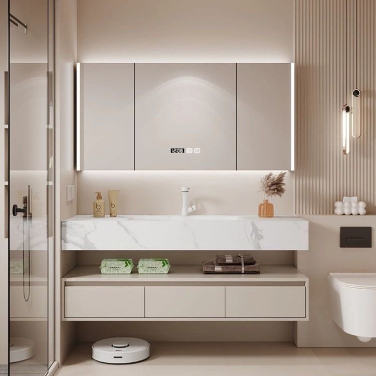 Modern and simple hot-bent integrated bathroom cabinet, bathroom cabinet, washbasin, washbasin and bathroom basin cabinet can be processed details Picture