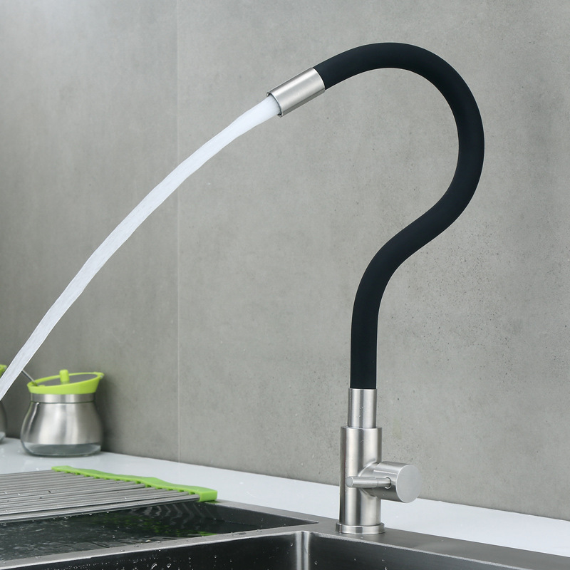 304 stainless steel color tube kitchen sink faucet, single-cooling universal rotating sink sink faucet details Picture