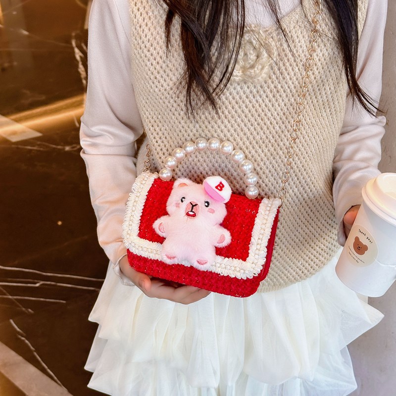 Pearl handbag, children's bag, little girl, princess, girl crossbody bag, fashionable Capibara, cute chain bag Specification drawing