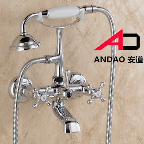 Bathtub faucet wall-mounted, all-copper European classical cold and hot water mixing valve, all-copper bathtub shower head Specification drawing