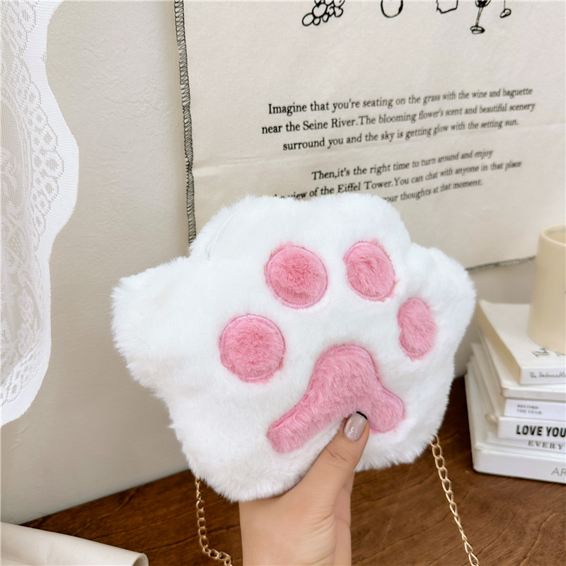 2024 New Korean plush single-shoulder crossbody pocket change children's bag, cute baby holding chain small bag for girls full figure