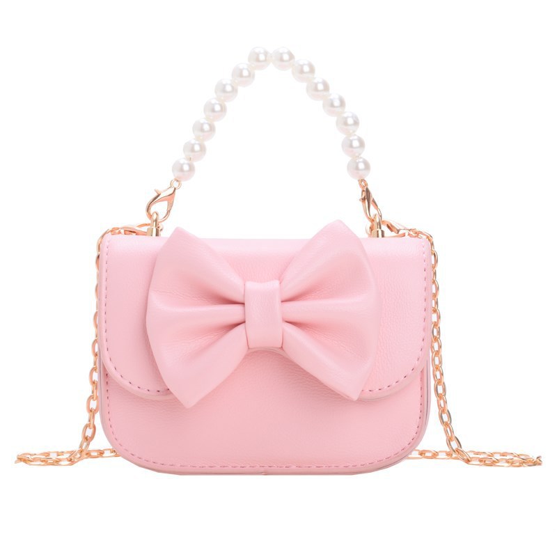 Popular children's small bag 2025 New Korean-style trendy pearl chain handbag, fashionable diamond-shaped single-shoulder crossbody bag Item Picture
