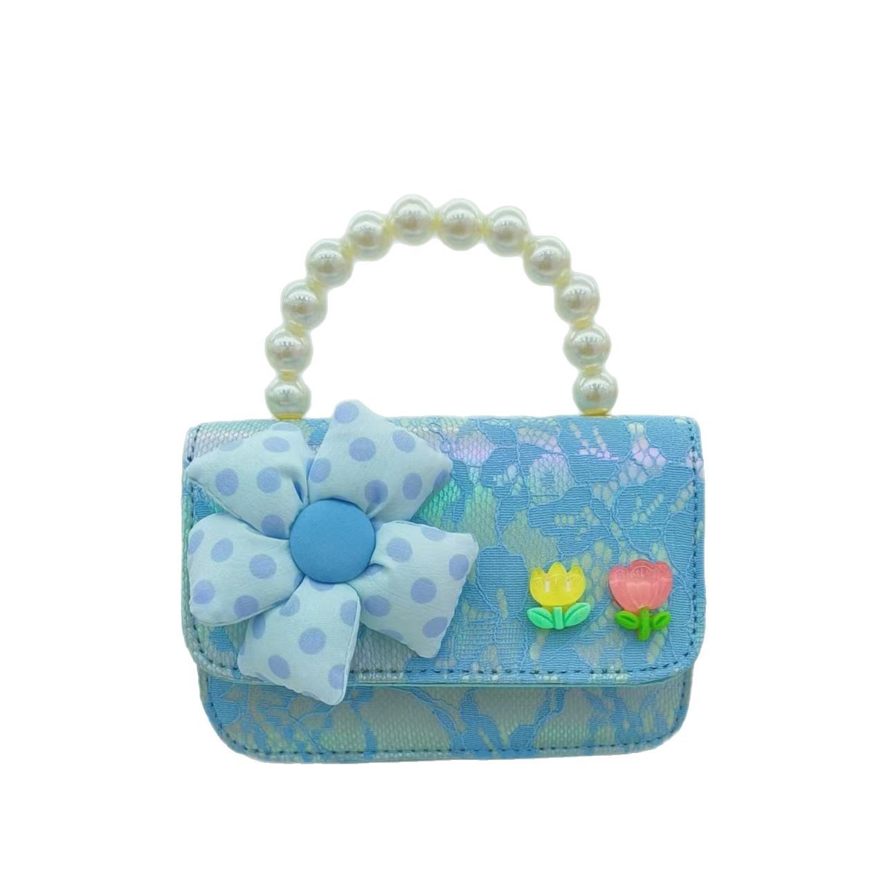 Pearl handbag, single-shoulder crossbody bag, loose change accessory bag, flower princess bag, girl gift, chain bag, small square bag Item Picture