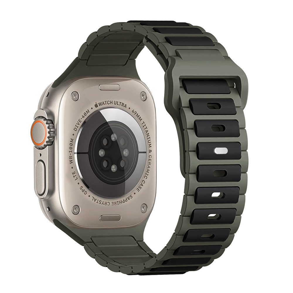This is a three-bead dual-color silicone watch strap suitable for Apple Watch S10 Specification drawing