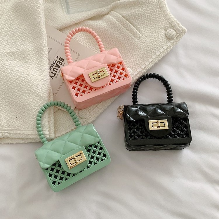 2025 New summer jelly bag, red envelope mini bag, hollowed-out diamond pattern children's bag, single-shoulder crossbody girls' small bag Specification drawing