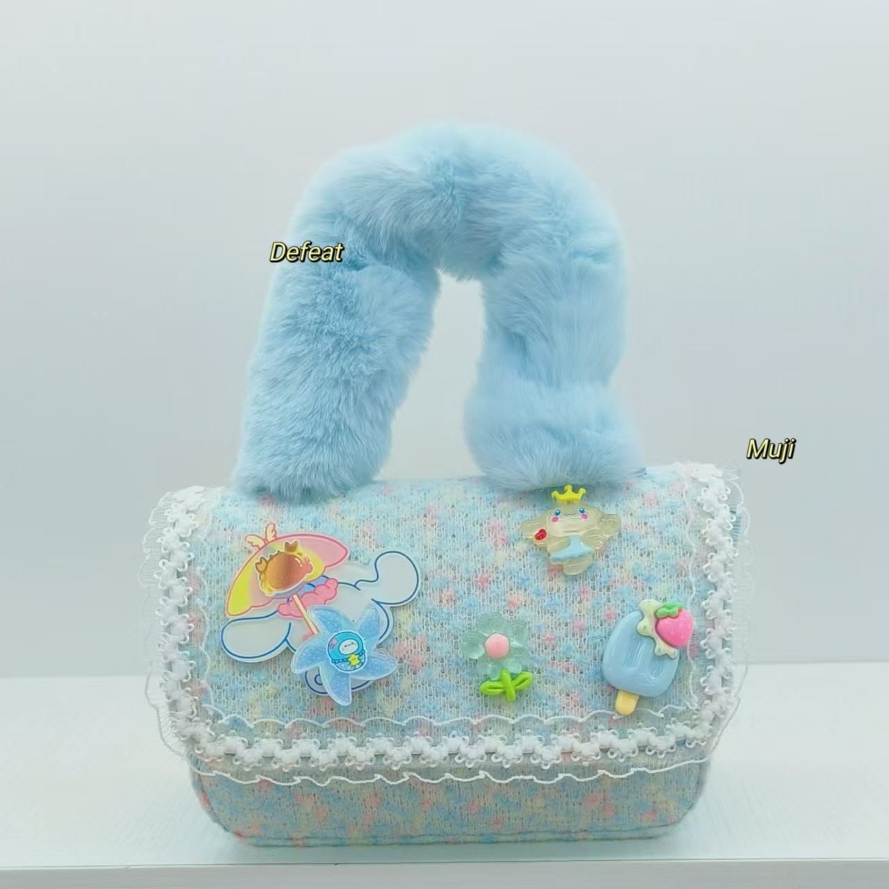 Plush handbag, Kulomi single-shoulder crossbody bag, little girl coin purse, accessory bag, stylish princess bag, children's bag Specification drawing