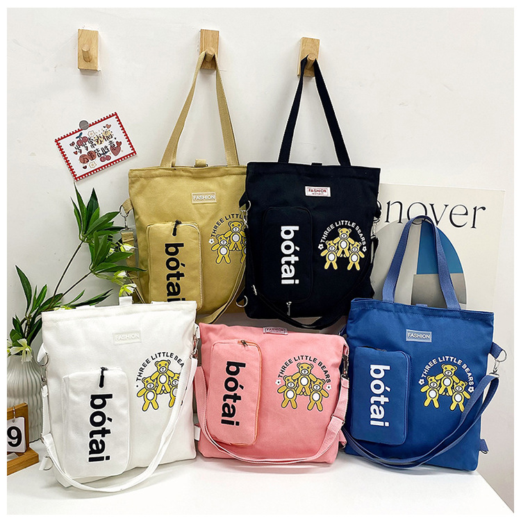 A simple and versatile canvas bag for girls, a new Korean-style artistic single-shoulder handbag, and a large-capacity crossbody bag for students full figure