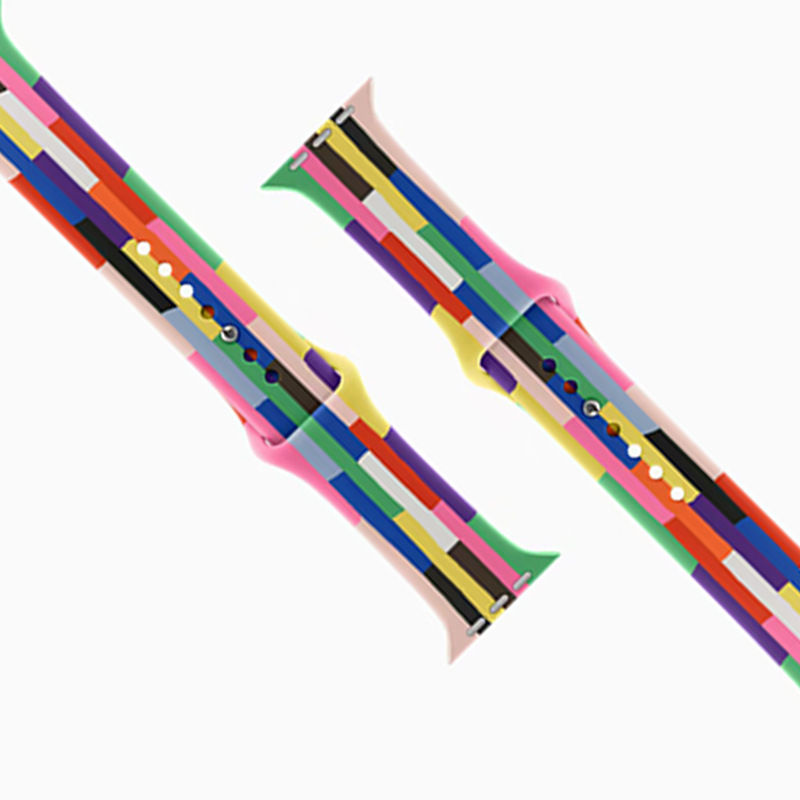 Rainbow silicone sports straps for the entire series of AppleWatch, wholesale of fashionable straps for Apple smartwatches Specification drawing