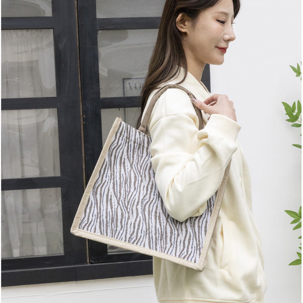 Large-capacity commuting handbags, cross-border bestsellers, hand-carried tote bags, ins linen texture single-shoulder tote bags details Picture